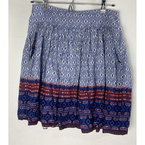 Japna L Lined Boho Blue And White Skirt With Pockets